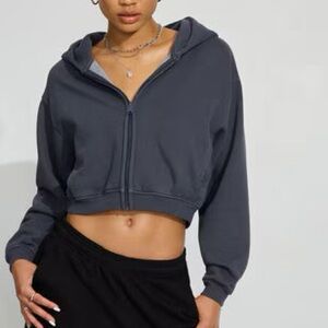 Garage cropped zip up hoodie, blue, XXS/XS